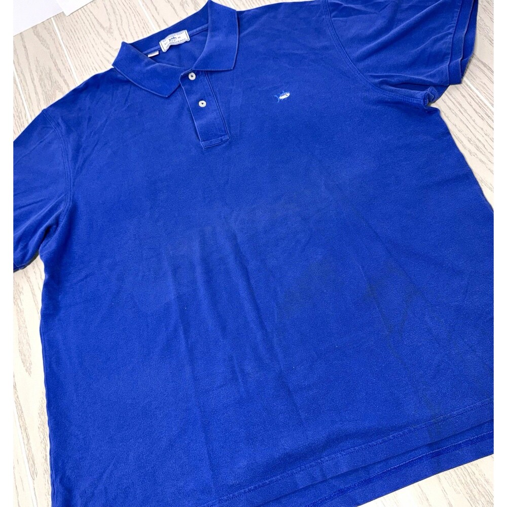 Southern Tide Skipjack Polo Shirt Mens XL Blue Solid Cotton Stretch Golf Logo